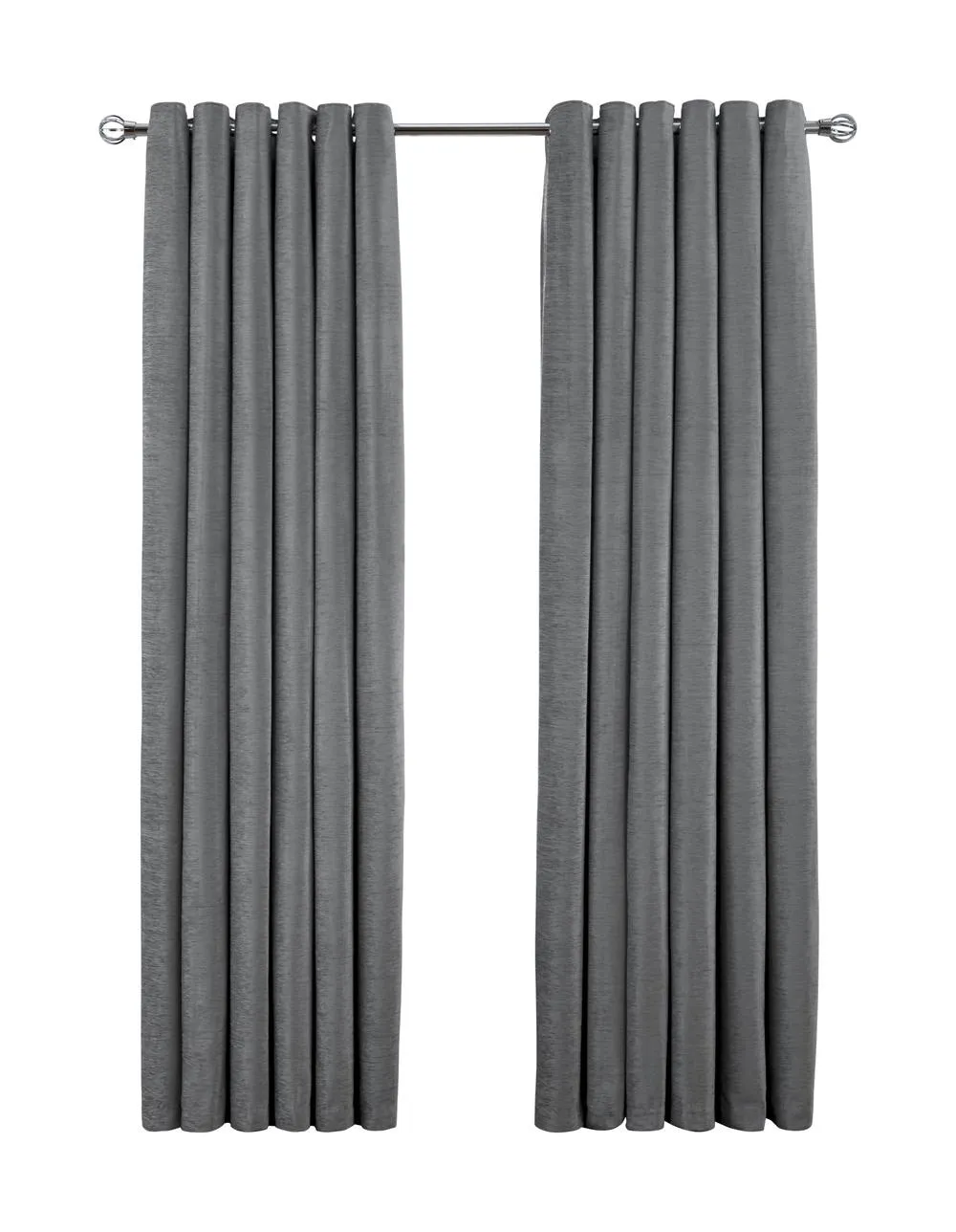 Smart Living Luxury Chenille Eyelet Lined Curtains - 2 Panels in Silver 4