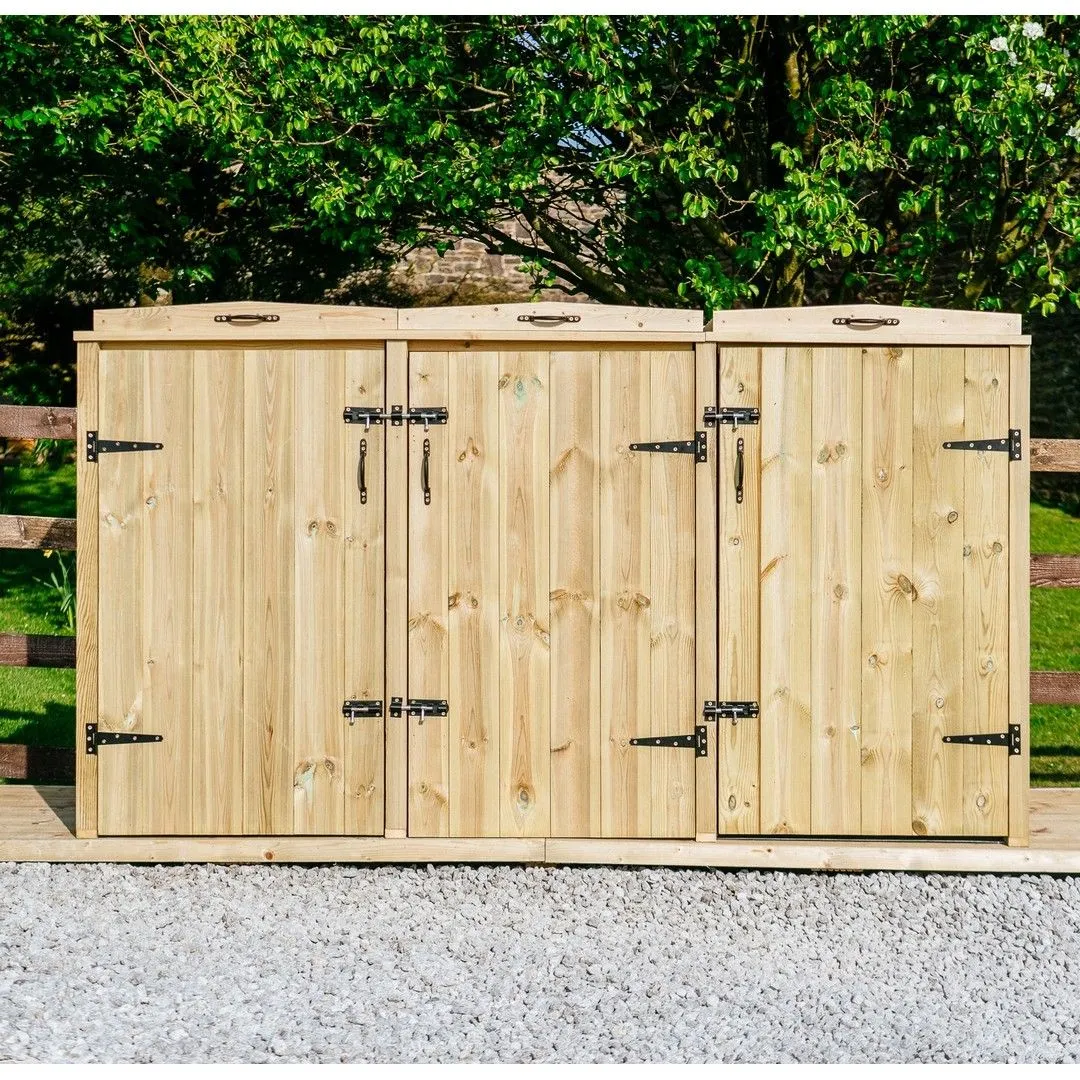 Buttercup Farm Chatburn Bin Store, Fits 1x 180L/240L Wheelie Bins & 4x Boxes in Brown 3