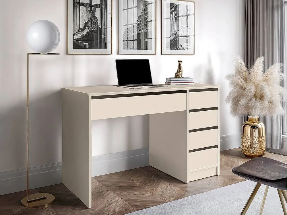 Vente-unique Desk With 5 Drawers - Beige - JENEMI