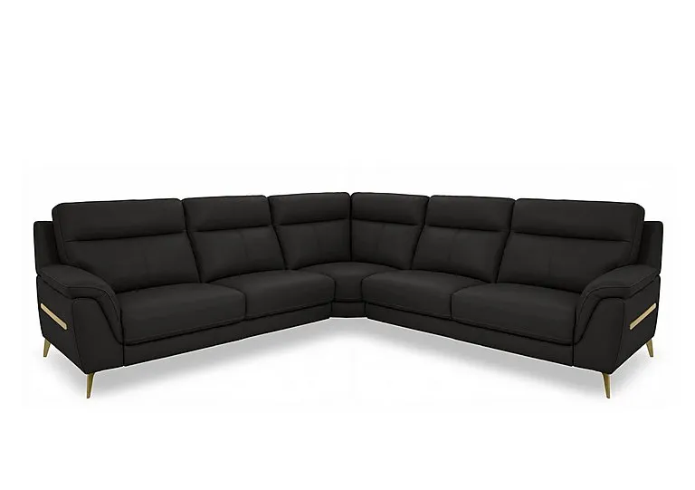 Eclipse Large Leather Corner Sofa - Black