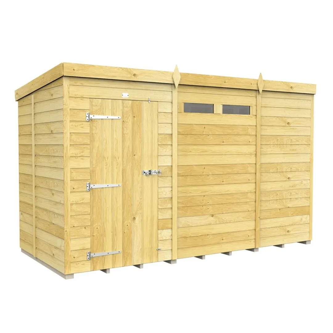 Buttercup Farm 11 x 5 Feet Pent Security Shed - Single Door - L147 x W329 x H201 cm in Brown