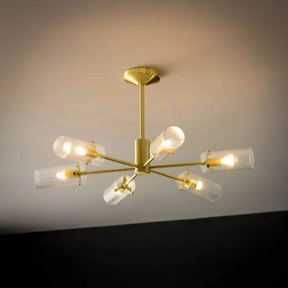 Sterling Ribbed 6 Light Semi Flush Ceiling Light 2