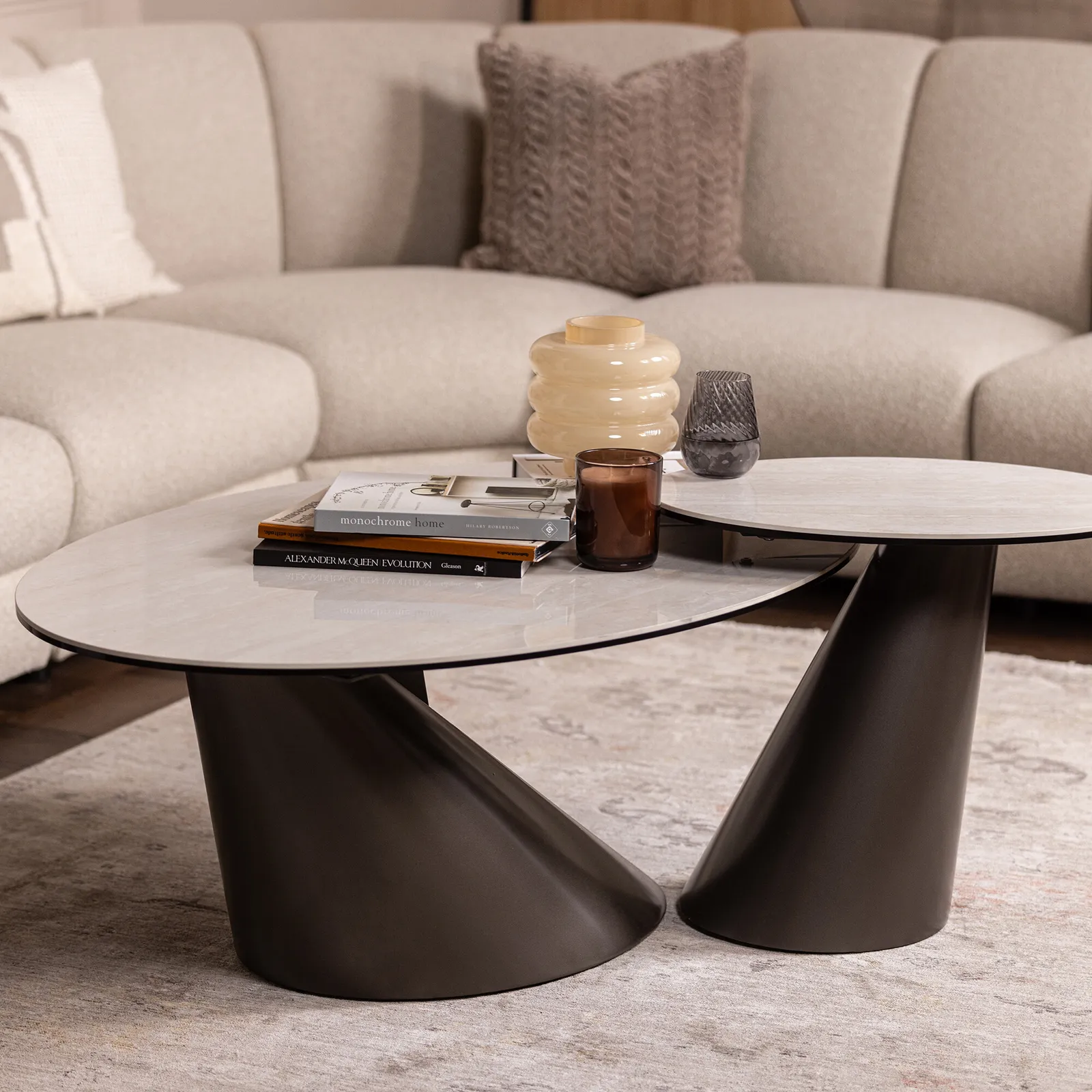 Halcyon Lamp Table 61X40X51.5 Cm, Round, White Ceramic | Barker & Stonehouse 2