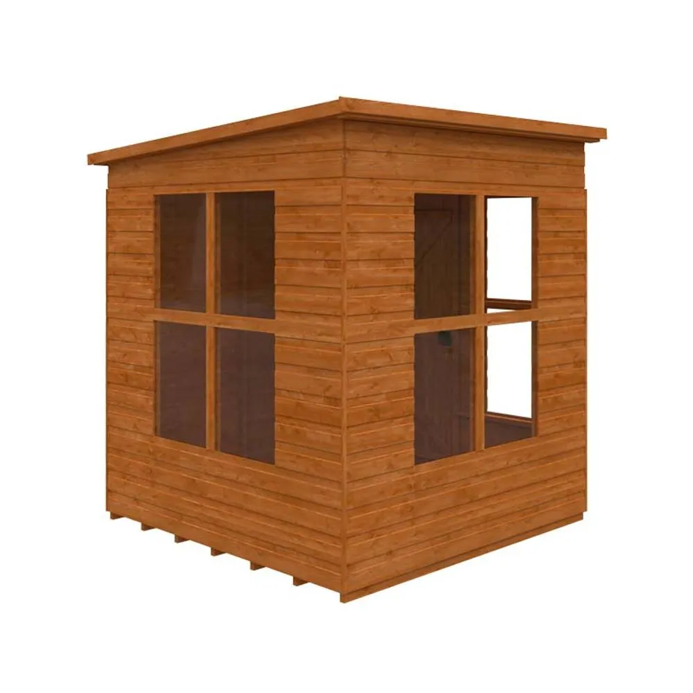 Buttercup Farm 6 x 6 Feet Penthouse 12mm Shed - Solid Wood/Softwood/Pine in Burnt Orange