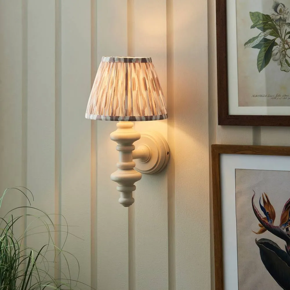 Netlighting Carnaby Almond White Wall Light Fabric Ikat Shade 20cm B22 2