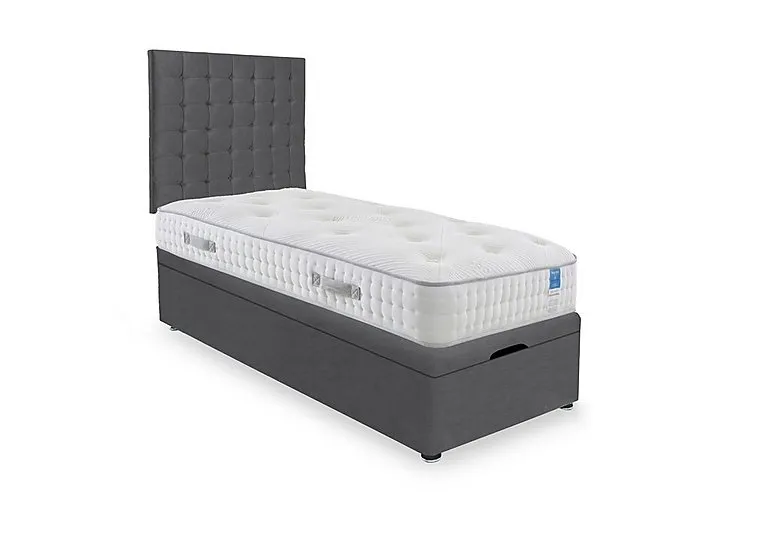 Ergo Deluxe End Lift Ottoman Divan Set - Small Single - Plush Dark Grey