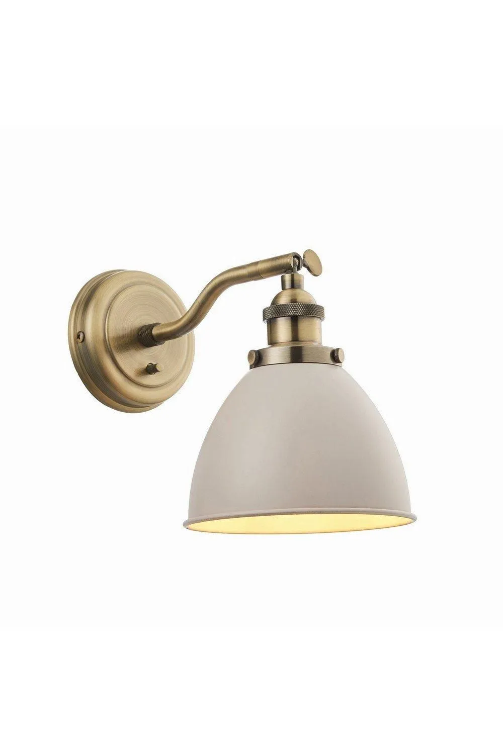 Netlighting Franklin 1 Light Dome Wall Satin Taupe Antique Brass Plate E14 in Gold