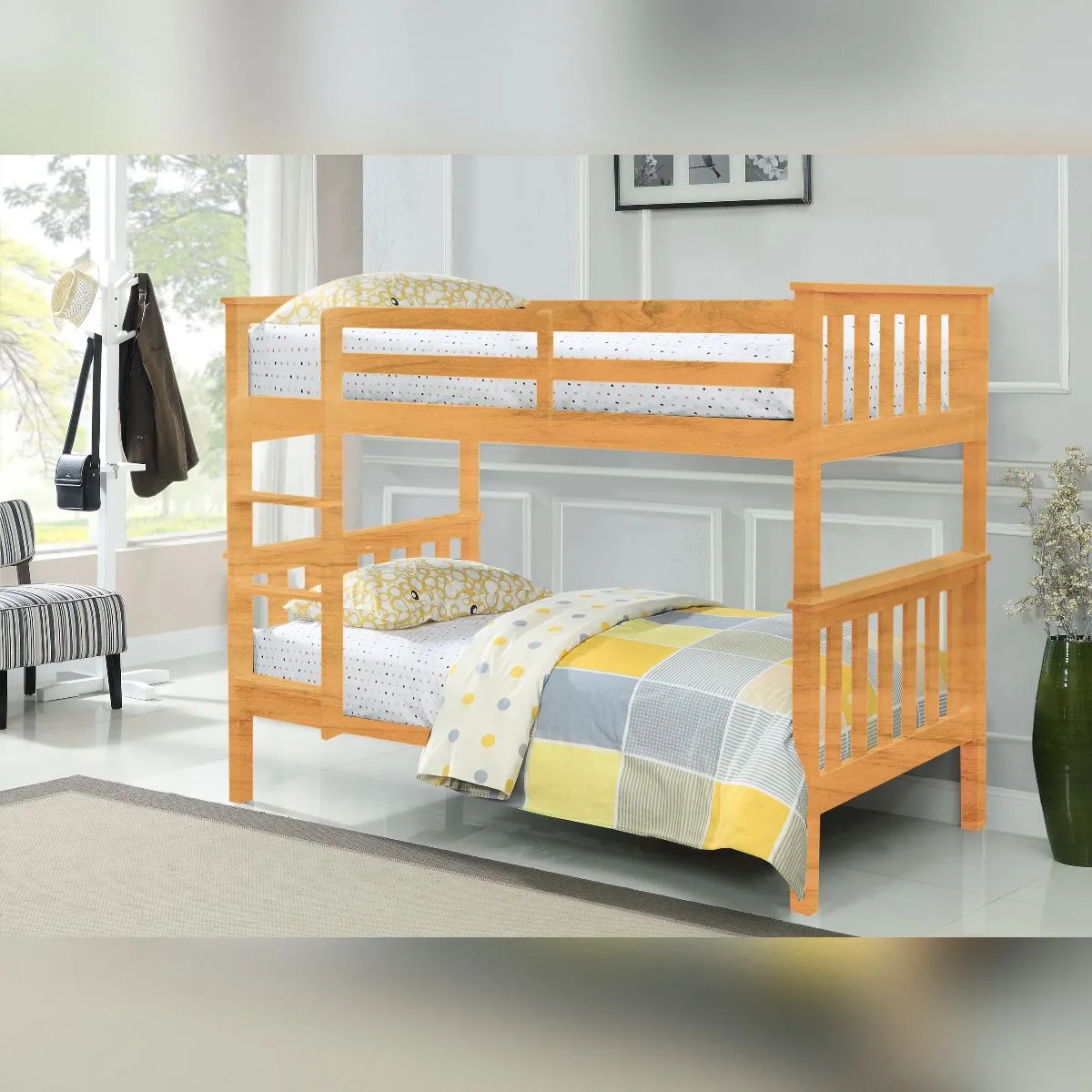 Comfy Living Ltd Premium 3ft Wooden Bunkbed In Various Colours in Light Brown