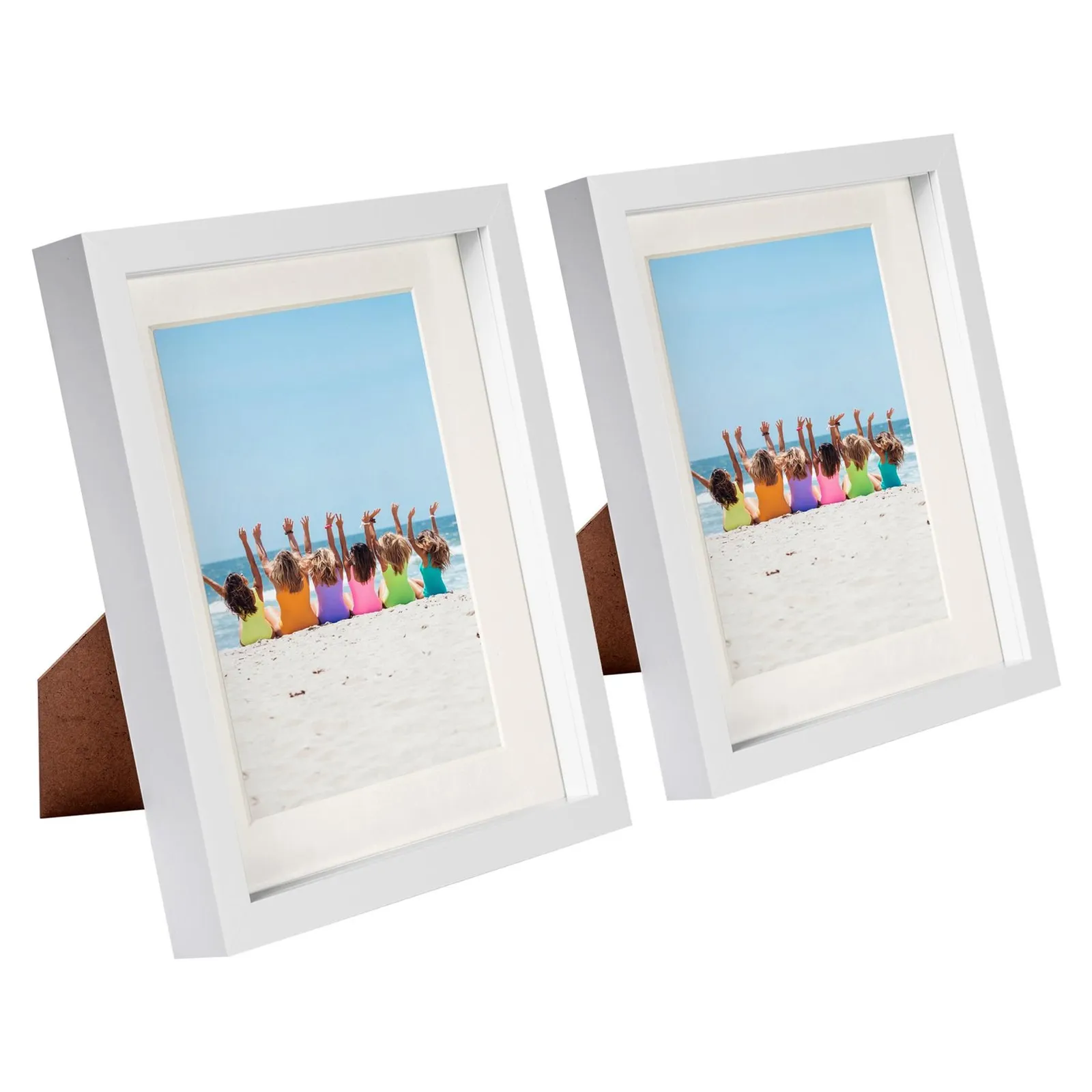 Nicola Spring 8x10" White 3D Box Photo Frames 5x7" - x2 in Ivory 1