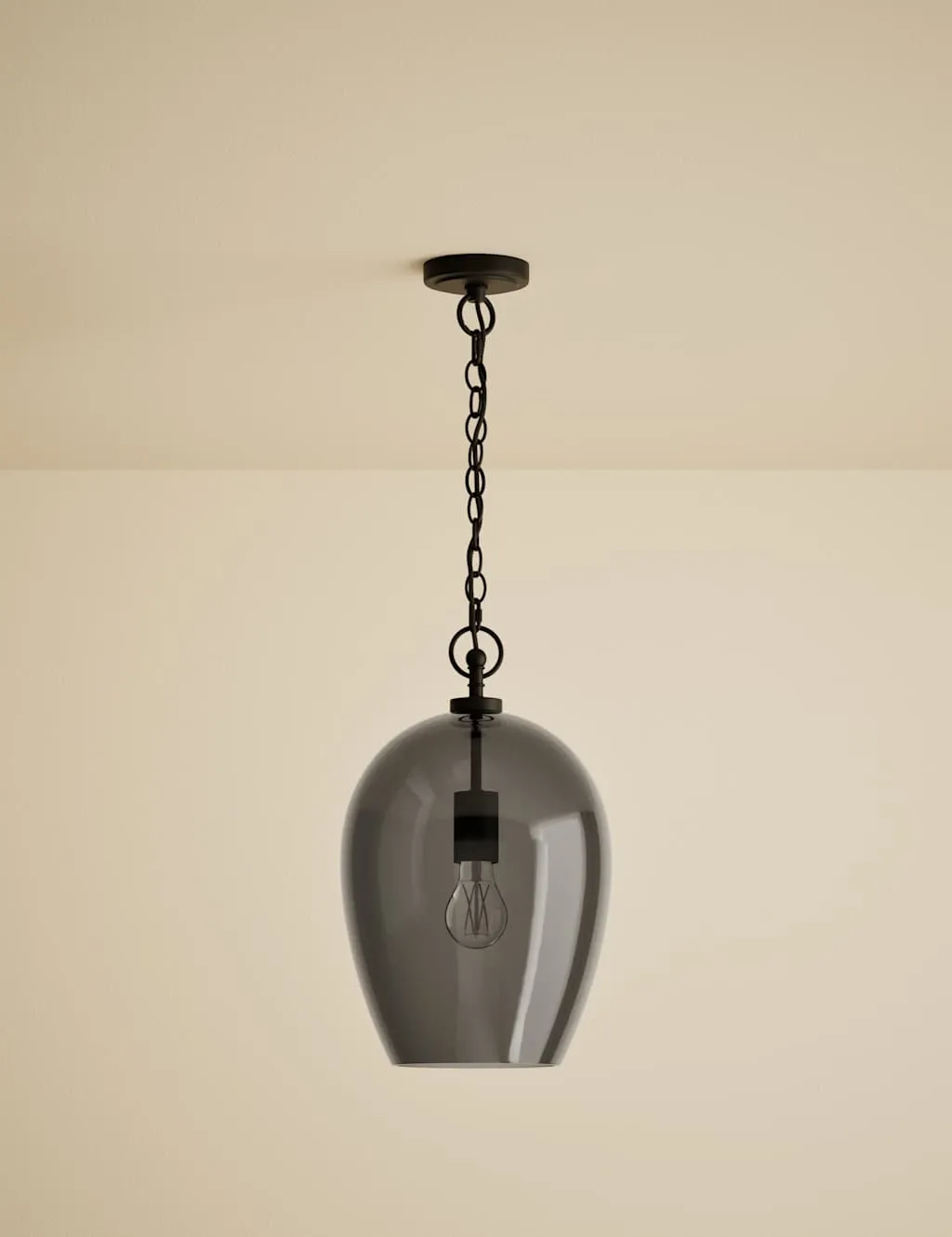 M&S Glass Bell Pendant Ceiling Light Smoke