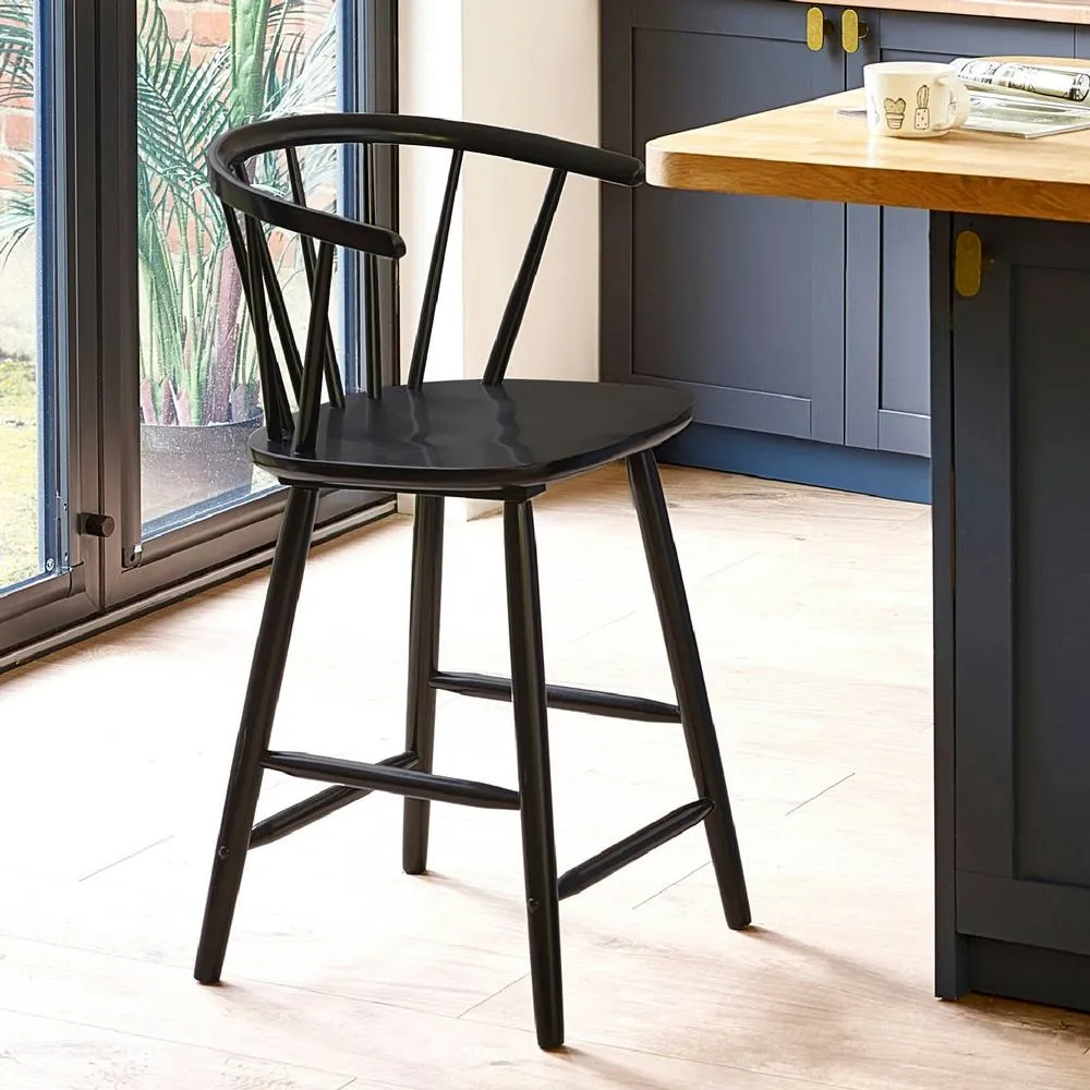 netfurniture Mayfair Black Solid Wood Bar Stool