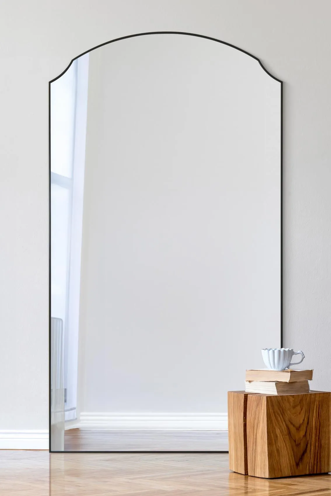 MirrorOutlet Black Edged Dual Arch Curved Edge Wall Mirror 71"x39" (180 X 100cm)