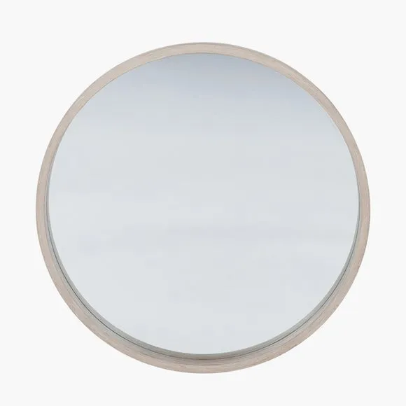 Wood Veneer Slim Frame Round Wall Mirror 2