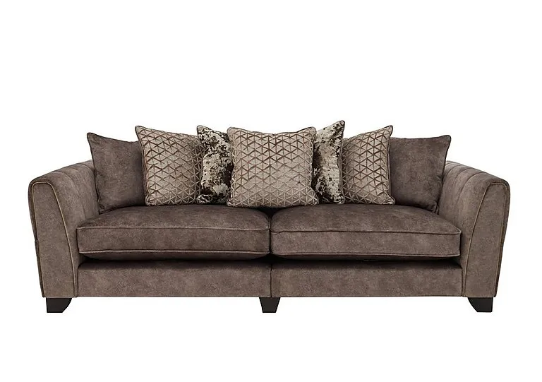 Mariah 4 Seater Fabric Scatter Back Split Frame Sofa - Dapple Chocolate