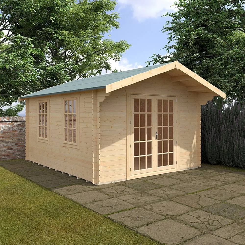 Buttercup Farm 14x12 The Lotherton 28mm Cabin - L415 x W355 x H271.9 cm in Natural 2