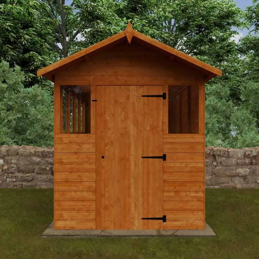 Buttercup Farm 8 x 6 Feet Cabin 12mm Shed - Solid Wood/Softwood/Pine in Burnt Orange 2