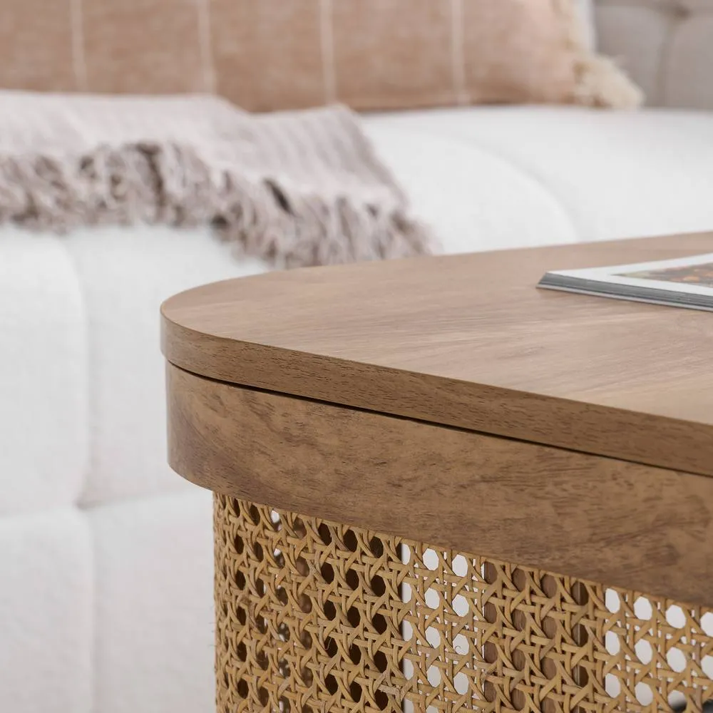 Birlea Rattan Coffee Table with Storage Curved Sark in Beige 5