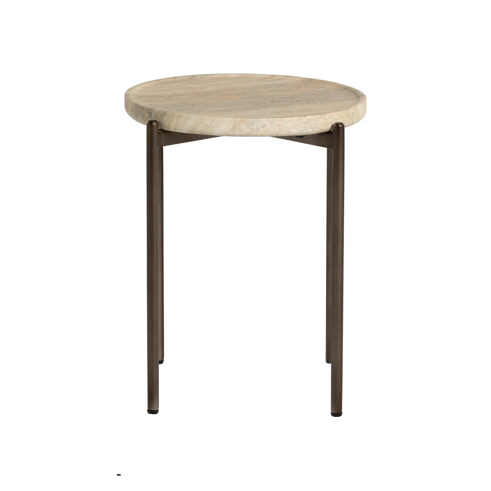 Ryde Low Dark Travertine Side Table, Round, Neutral | Barker & Stonehouse 4