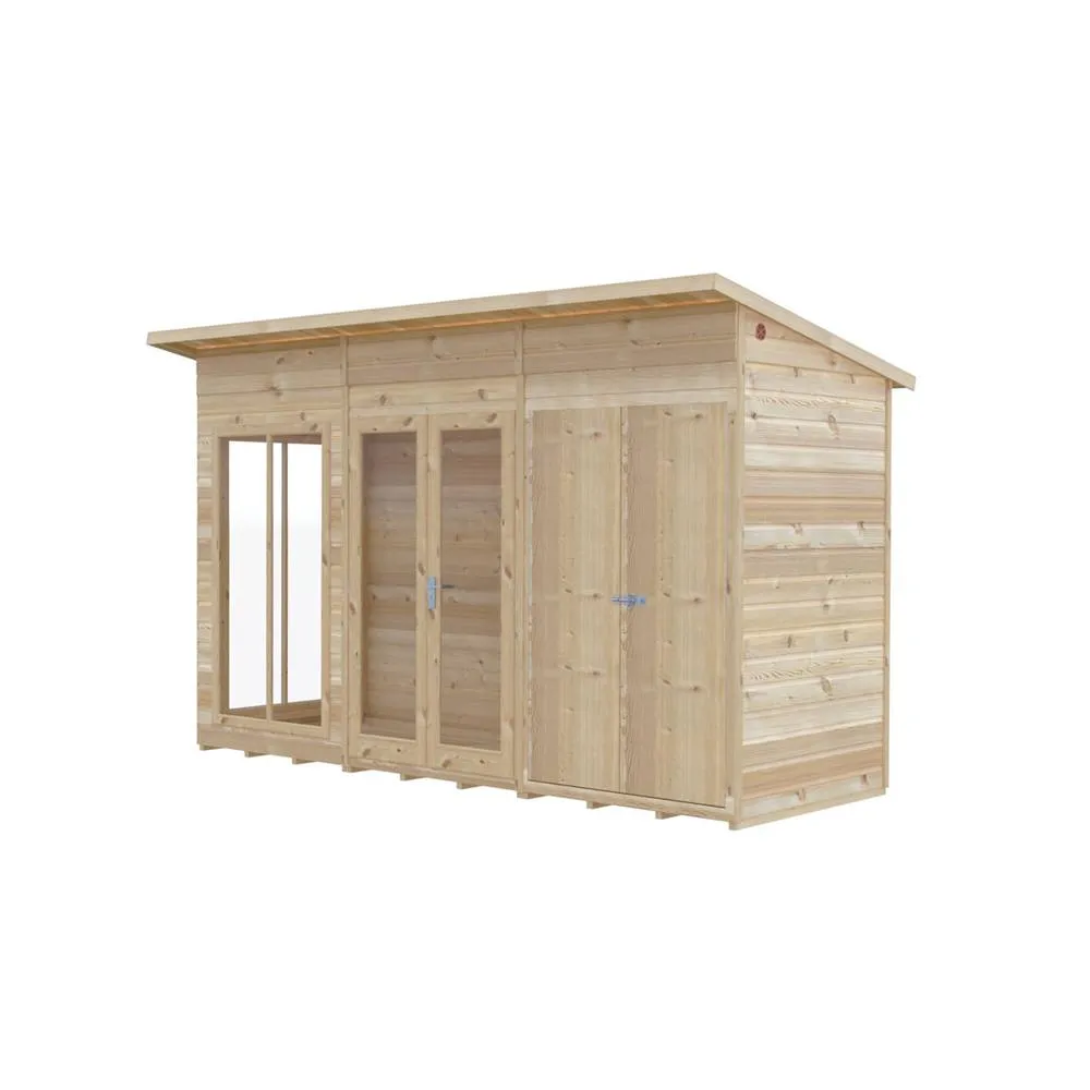 Shires Lela 12x4 Summerhouse including Storage - L125.8 x W357 x H229.9 cm in Light Brown 2