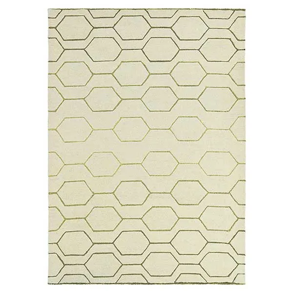 Arris Cream Rug - With Geometric Pattern - Made From Wool And Viscose - 120 x 180cm