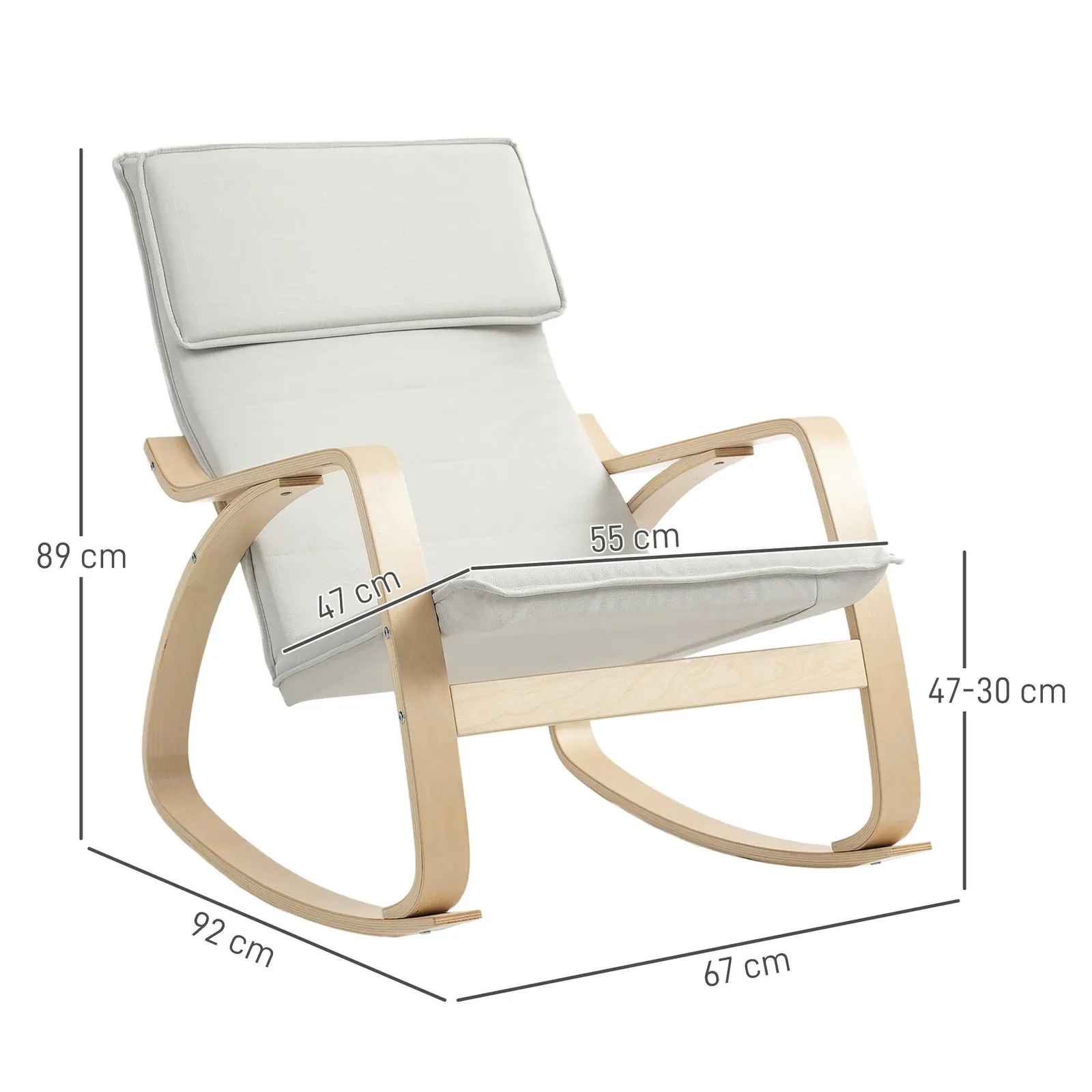 HOMCOM Comfortable Relax Rocking Chair with High Back in Cream 3