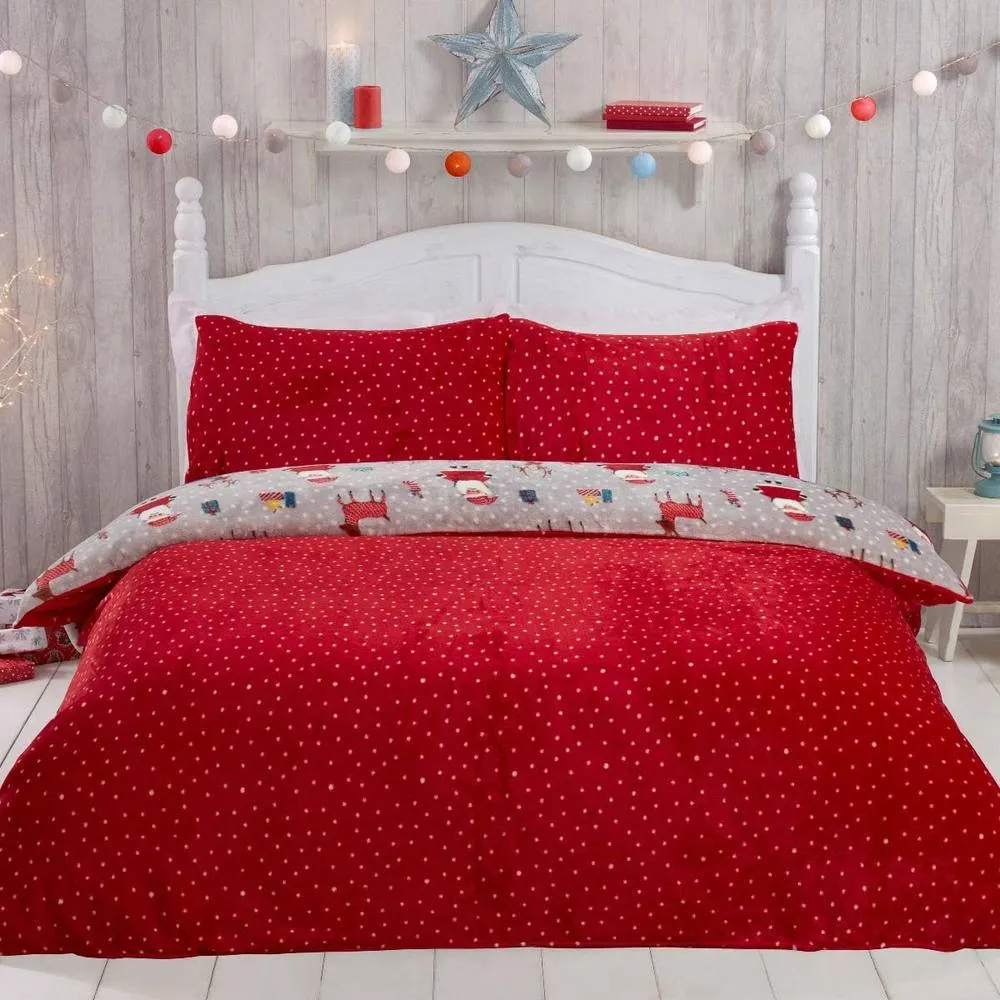 Smart Living Printed Santa Christmas Fleece Duvet Cover With Pillowcases 2