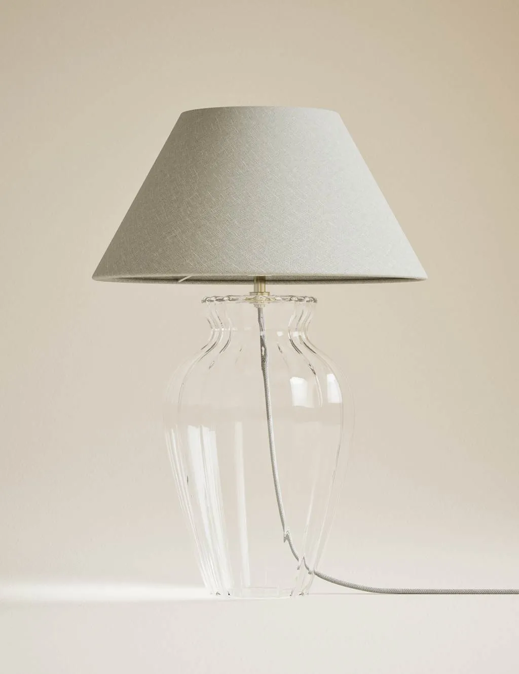 M&S Glass Fluted Table Lamp Clear