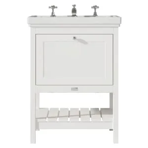 Bayswater Hartleigh Pointing White Traditional Freestanding Vanity Unit & 3 Tap Hole Traditional Recessed Basin - 600mm