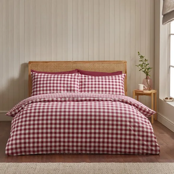 Catherine Lansfield Gingham 100% Brushed Cotton Duvet Cover & Pillowcase Set