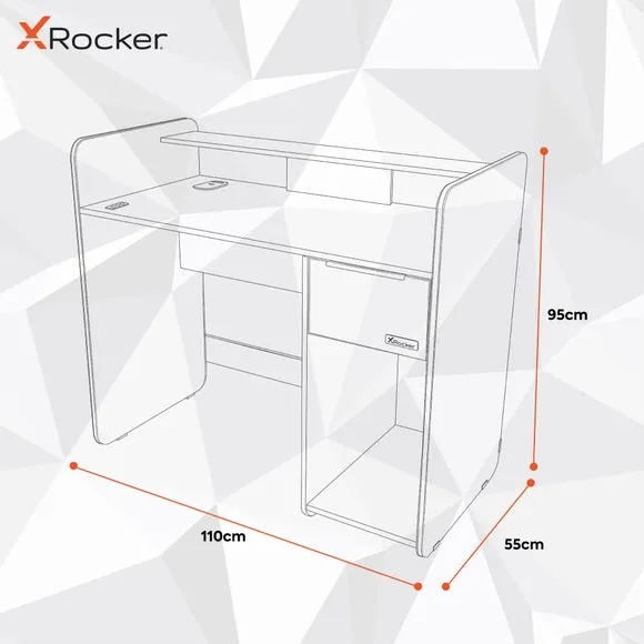X Rocker Electra Desk with Wireless Charging and LED Lights 6