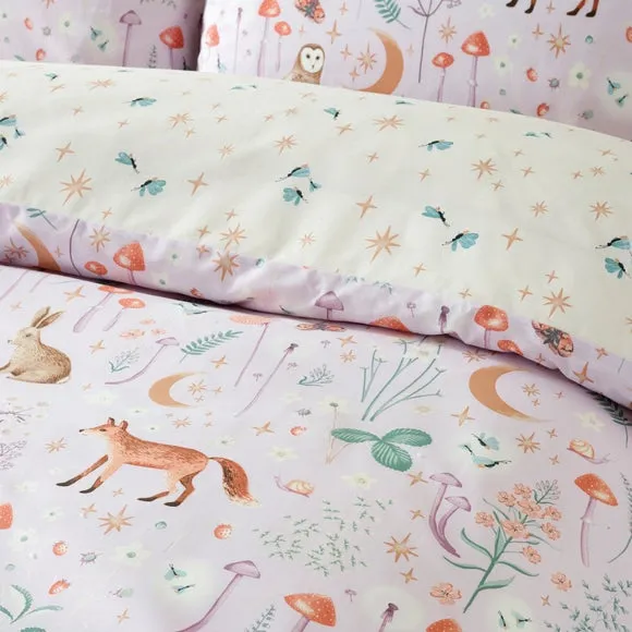 Catherine Lansfield Enchanted Twilight Animals Reversible Duvet Cover & Pillowcase Set 4