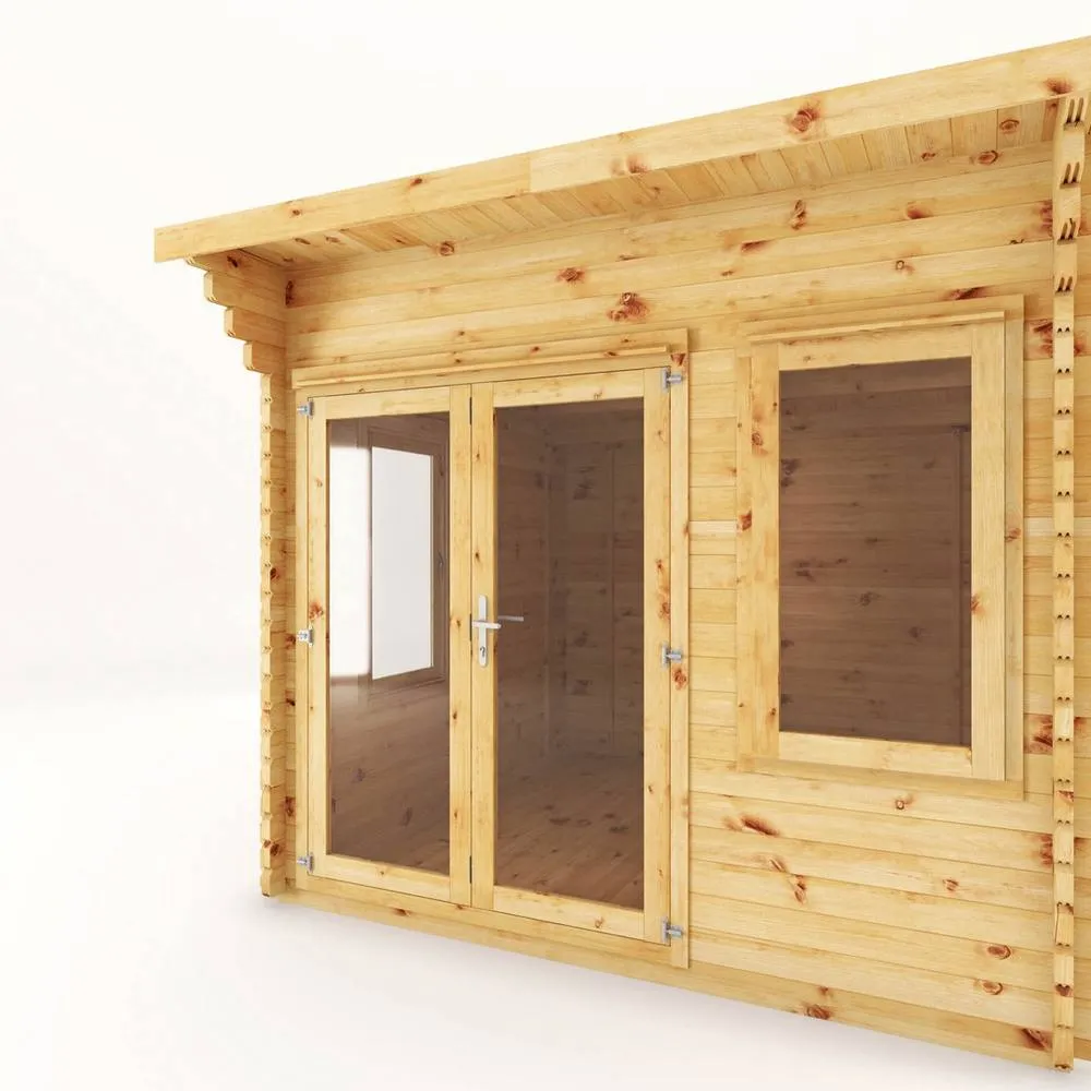 Mercia 3 x 3 m Curved Roof Log Cabin - 44 mm - L348.7 x W306 x H260 cm in Light Brown 6