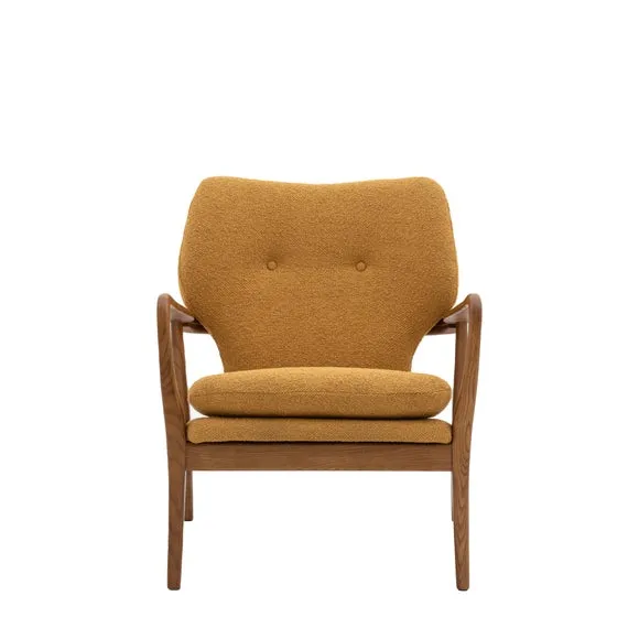 Joso Linen Wooden Arm Accent Chair 5