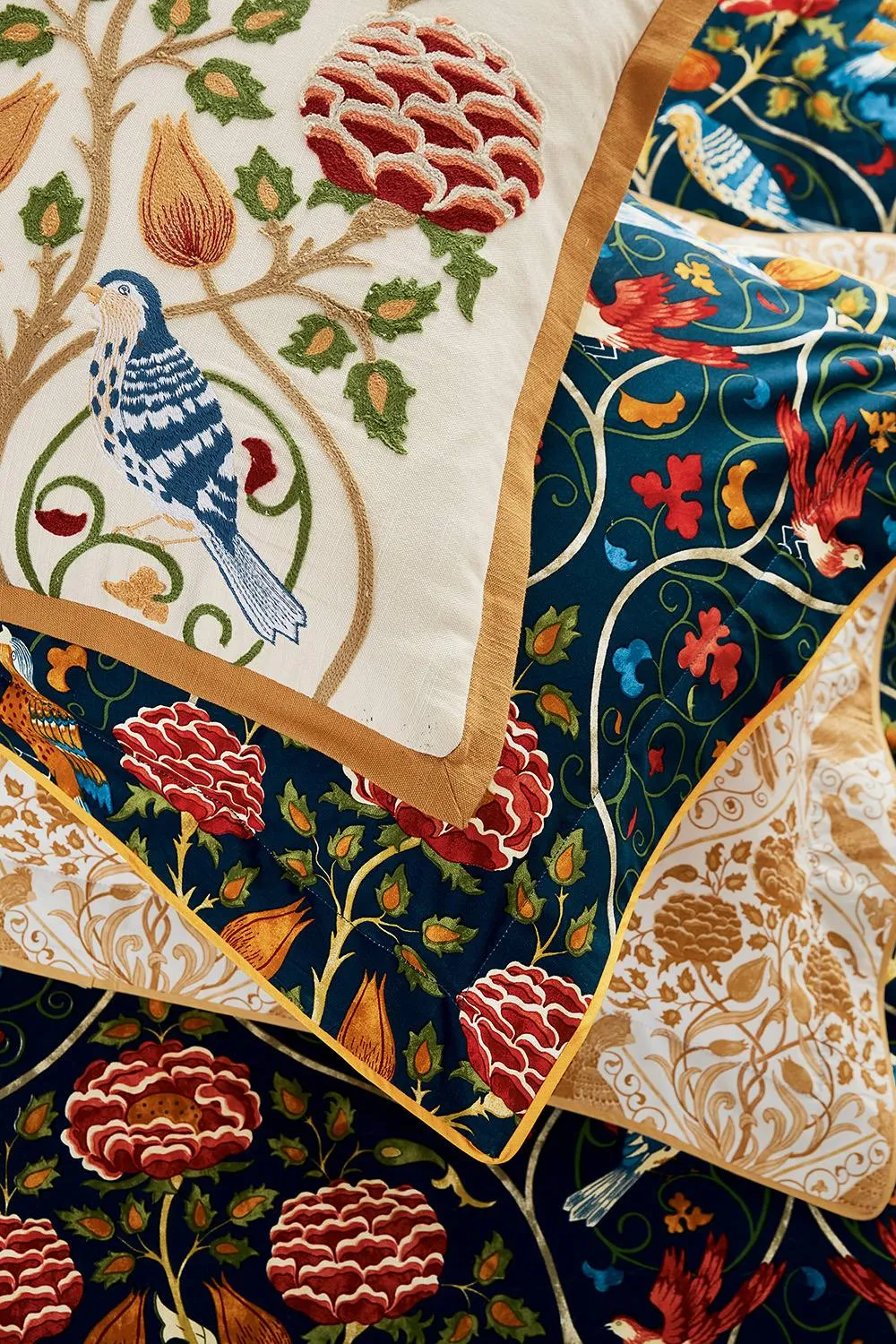 Morris & Co 'Seasons By May Indigo' Cotton Cushion in Cream 4