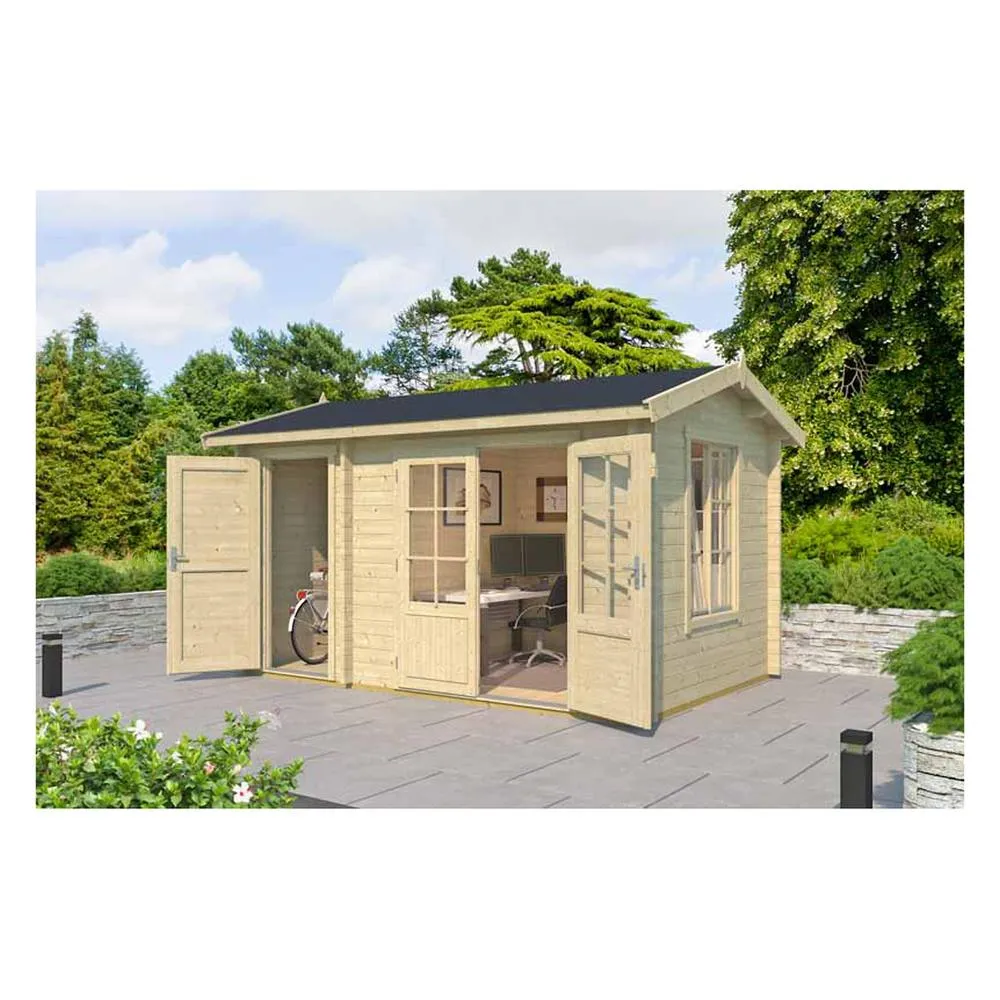 Lasita Maja Ltd Wrexham 1-Log Cabin, Garden Room, Home Office - L430xW288.1xH250.8 cm in Light Tan