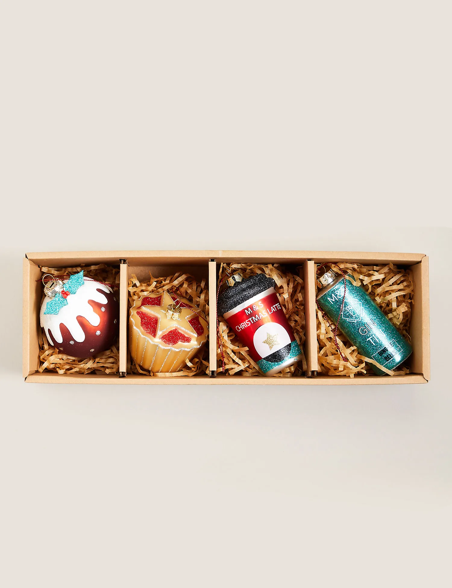 M&S 4 Pack Glass Food Tree Decorations