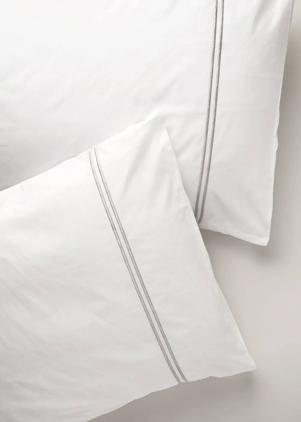 Truly Set of 2 White Satin Stitch Housewife Pillowcases