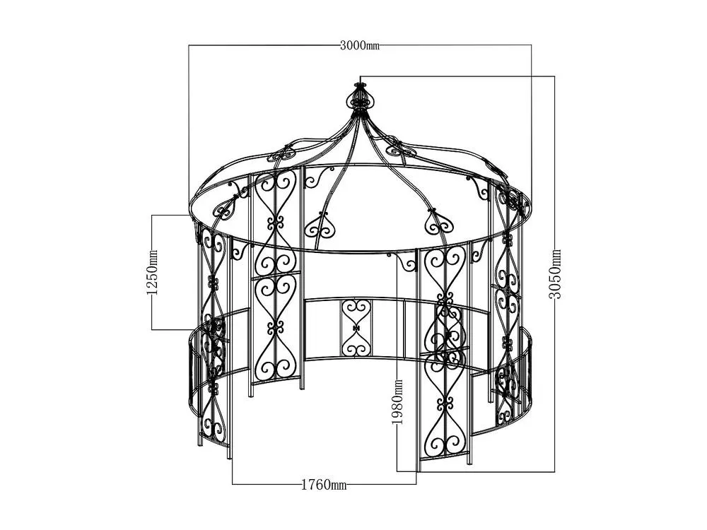 Vente-unique Wrought Iron-Style Metal Garden Pavilion - D300 X H305 Cm - Black 5