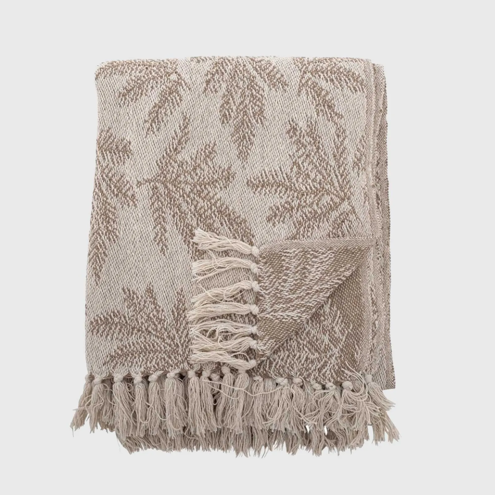 NATURAL BOTANICAL PLAID THROW, Neutral Cotton Blend | Barker & Stonehouse