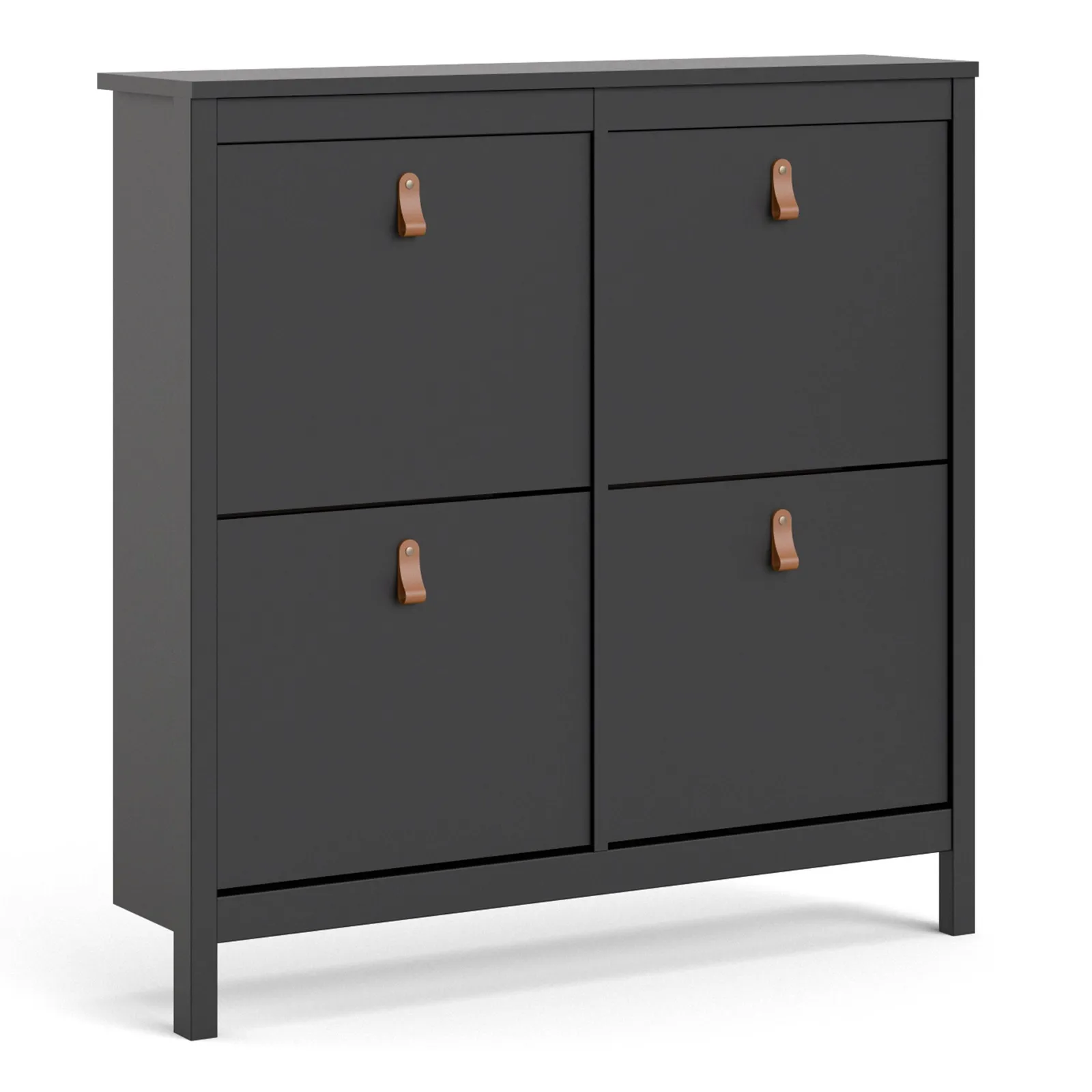 Furniture To Go Barcelona Shoe Cabinet 4 Flip Down Doors in Black