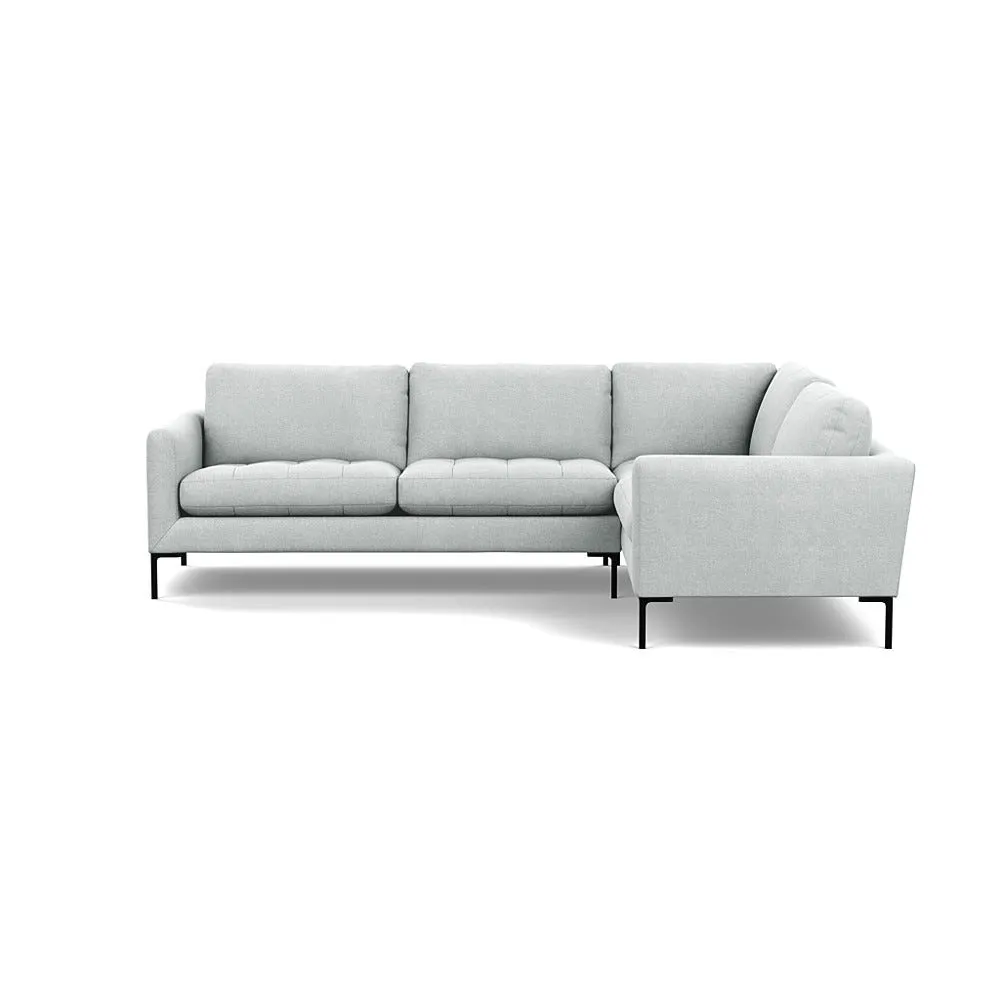 Heal's Eton Right Hand Facing Corner Sofa Broad Weave Tin Black Feet 1