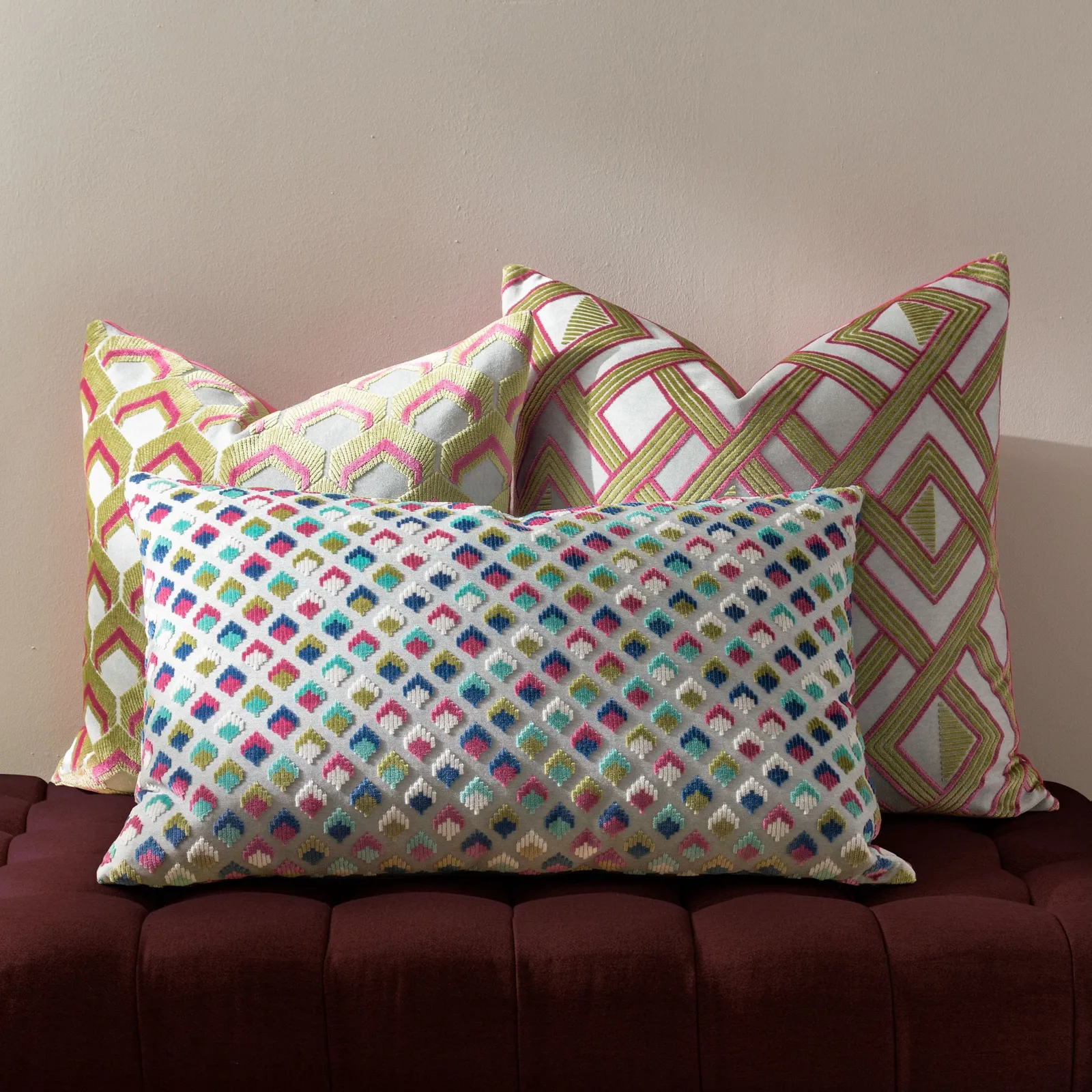 Paoletti Lexington Geometric Velvet Cushion 6