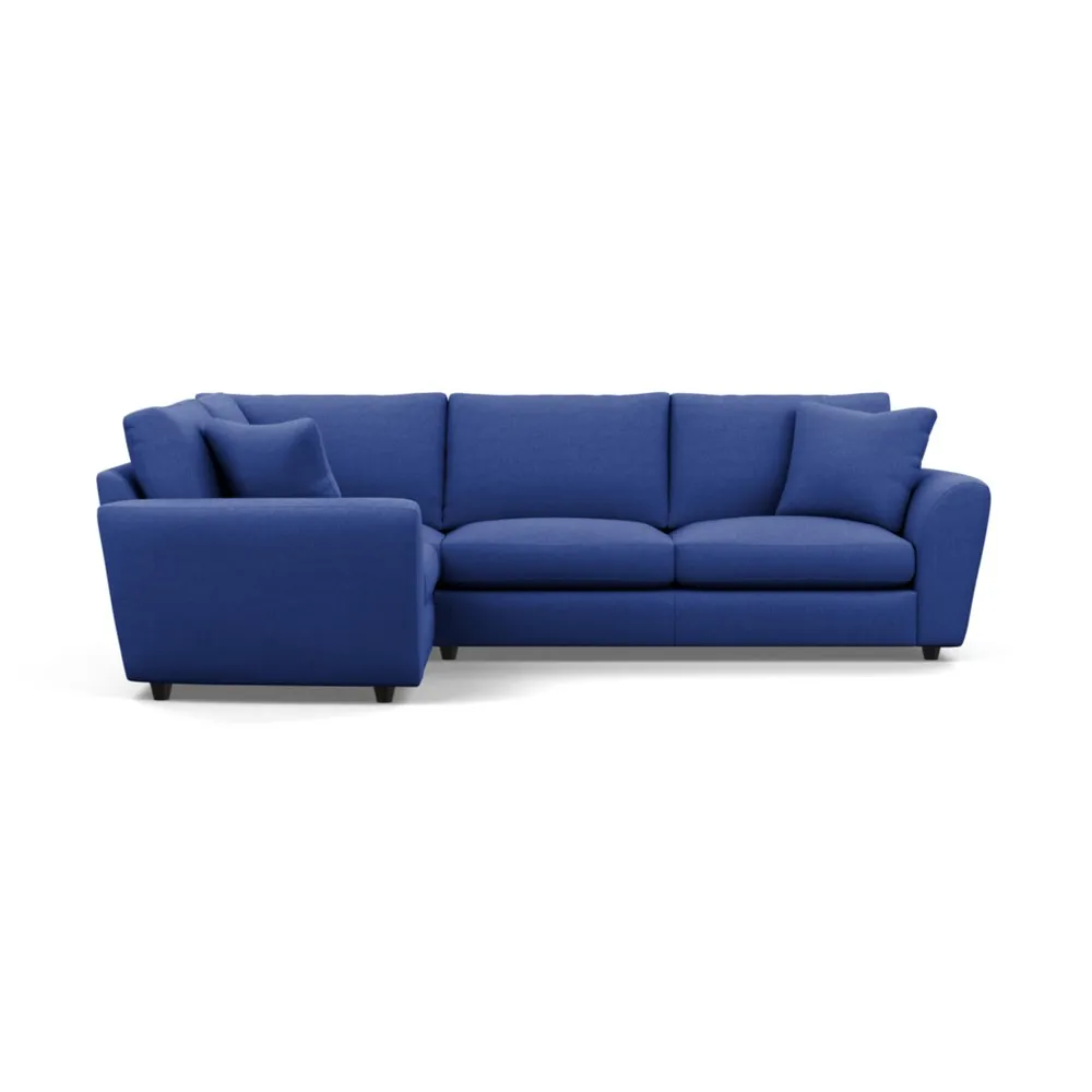 Heal's Snooze Left Hand Facing Corner Sofa Brushed Cotton Cobalt Black Feet