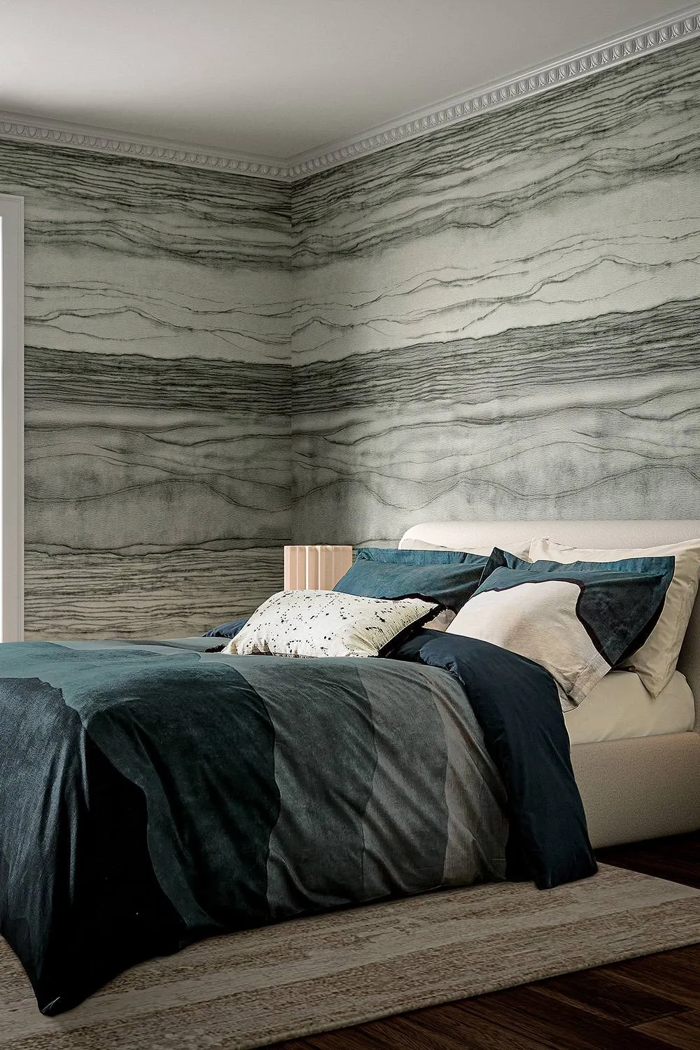Harlequin 'Sedimentary' Cotton Duvet Cover Set in Dark Blue