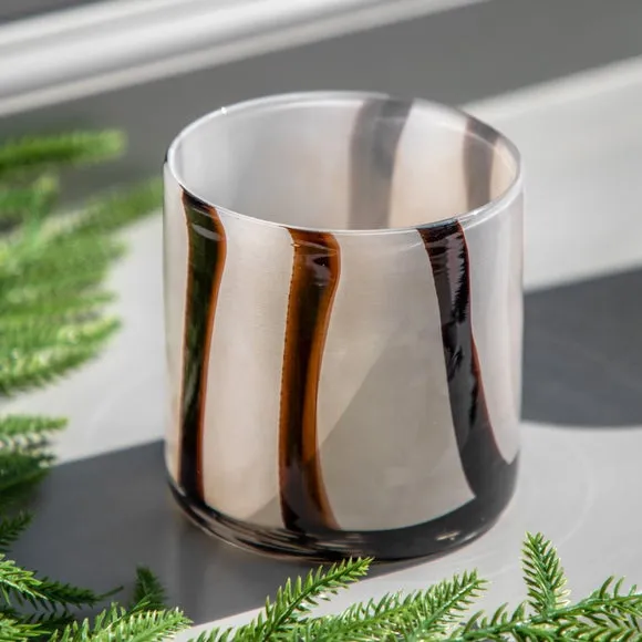 Cedar & Sage Set of 2 Candy Striped Tealight Holders 2