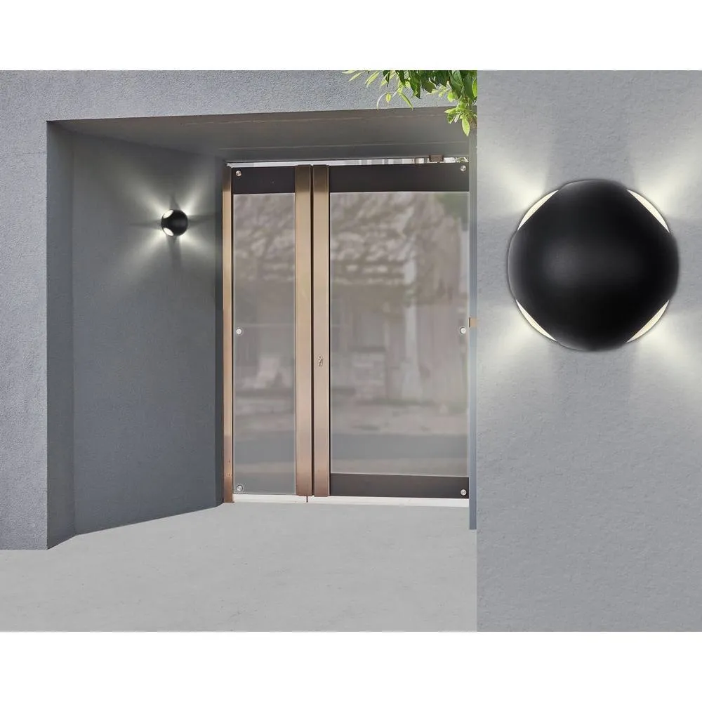 Netlighting Slice Outdoor Modern Wall Lamp Matt Black IP54 Glass Shade LED 3000K 6