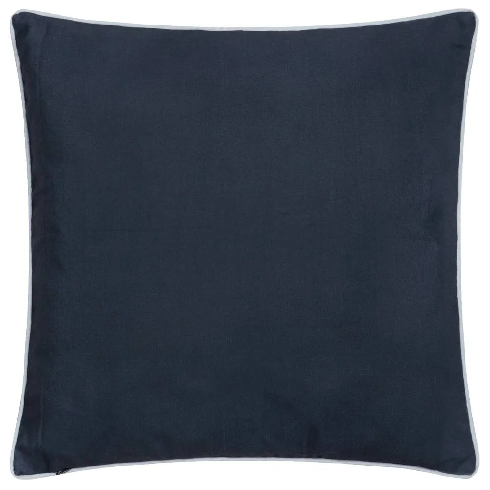 Morris & Co Strawberry Thief Piped Outdoor Cushion in Indigo 3
