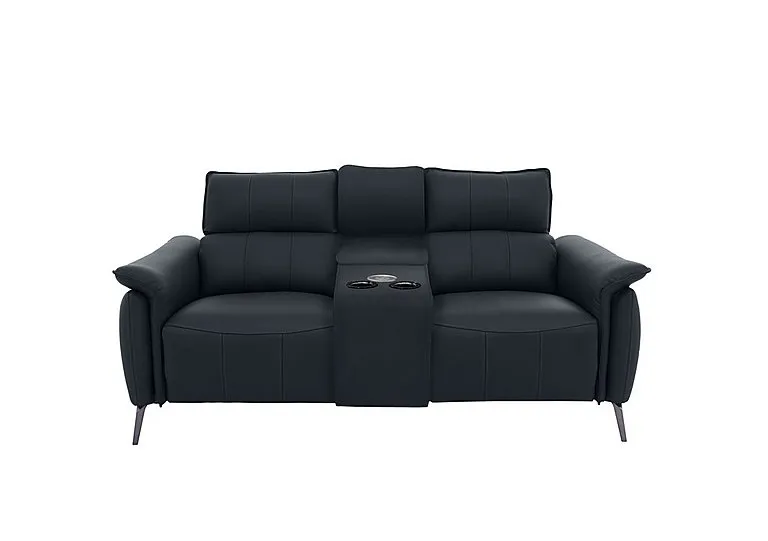 Jude Leather 2 Seater Power Recliner Sofa with Smart Console, Power Headrests, Power Lumbar and Heated Seats - Montana Navy