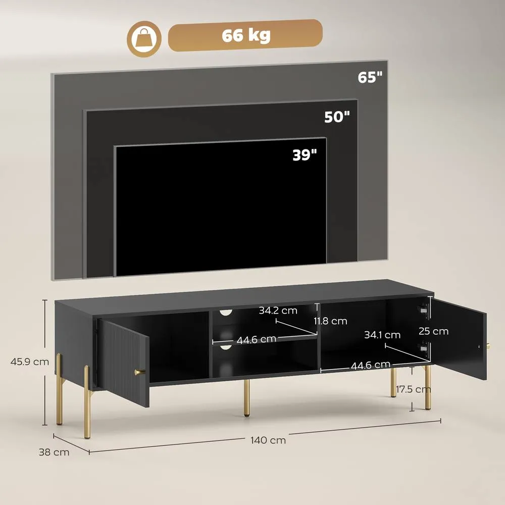 HOMCOM TV Stand for Television up to 65 Inch, Modern Entertainment Center in Black 3
