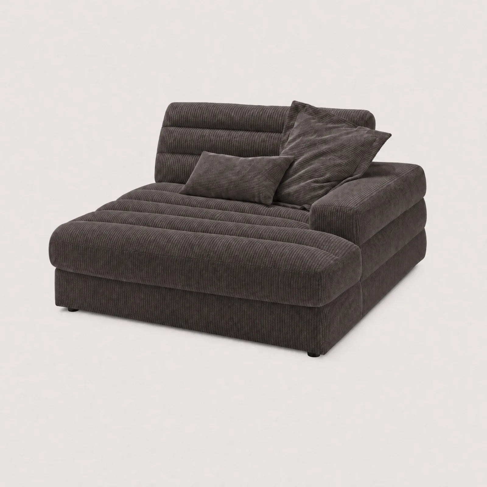 Twain Longchair Armrest Right Modular Sofa, Brown Fabric | Barker & Stonehouse 1